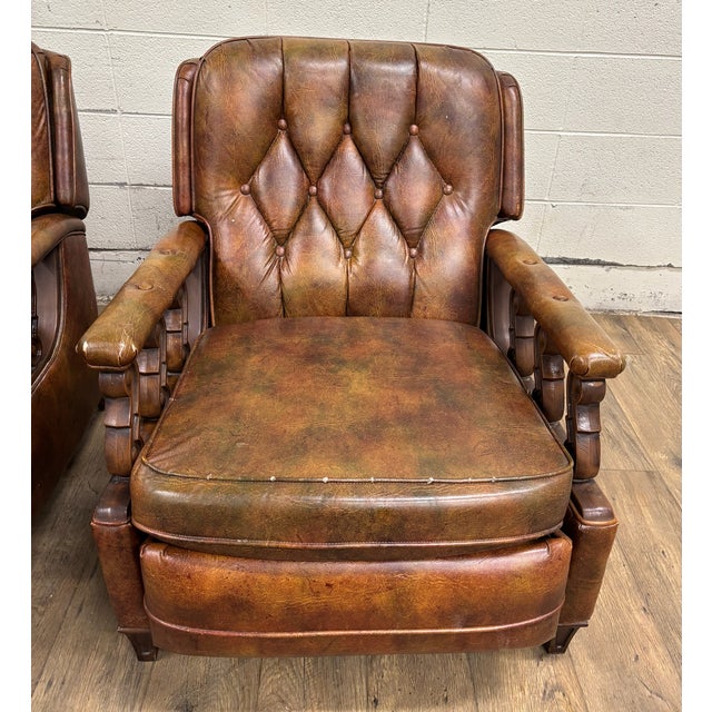 Mid 20th Century Vintage Stratalounger Tufted Vinyl Recliners - Pair For Sale - Image 5 of 18
