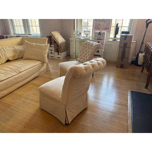 19th Century French Side Chairs, High Tufted Back with Curve