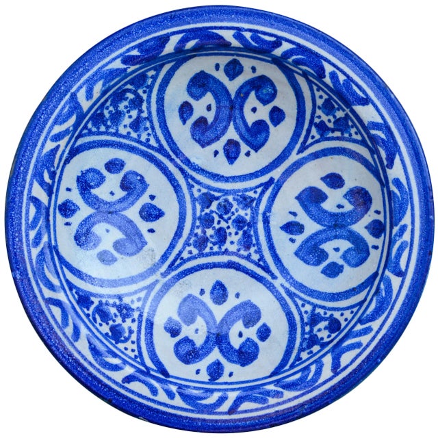Blue Blue Moroccan Ceramic Plate For Sale - Image 8 of 8