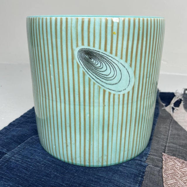 Vintage Turquoise Glazed Ceramic Hibachi Planter, Japan, 1970s For Sale - Image 11 of 14