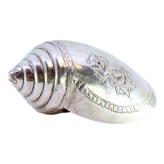 Silver Conch Shell with Engraved Floral Motifs For Sale