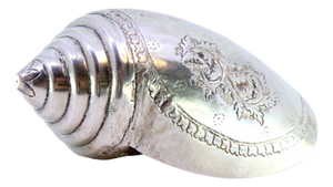 Silver Conch Shell with Engraved Floral Motifs