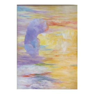 Large Vintage Mid Century Abstract Oil Painting 1977 Signed 48x35 For Sale