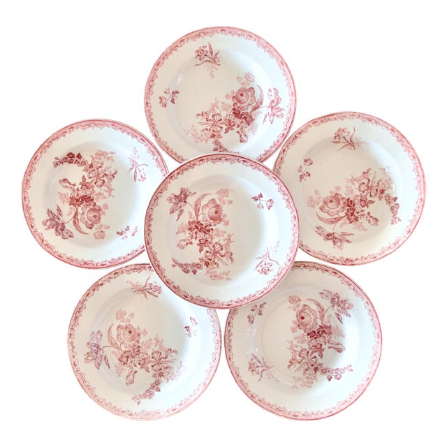 19th Century French Plates from Sarreguemines, Set of 6 For Sale