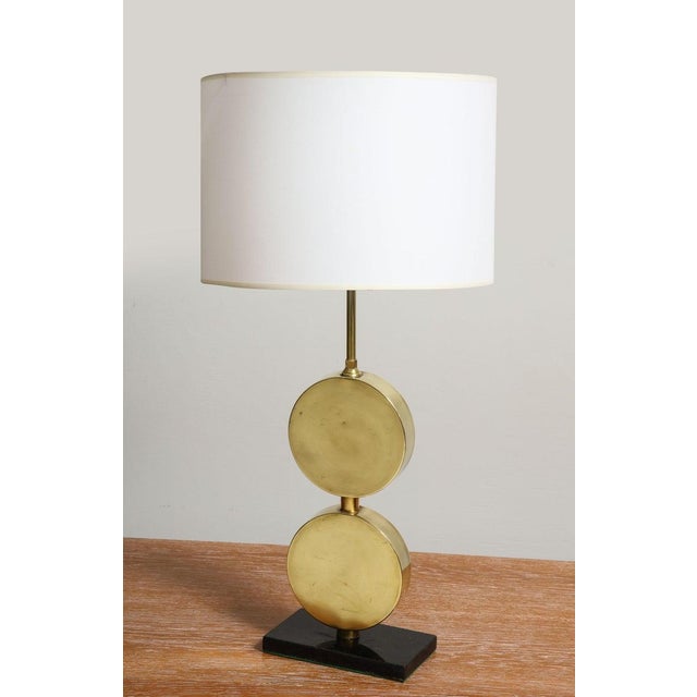 Brass Sculptural Mid-Century Modern Brass Disc Lamps - a Pair For Sale - Image 8 of 10