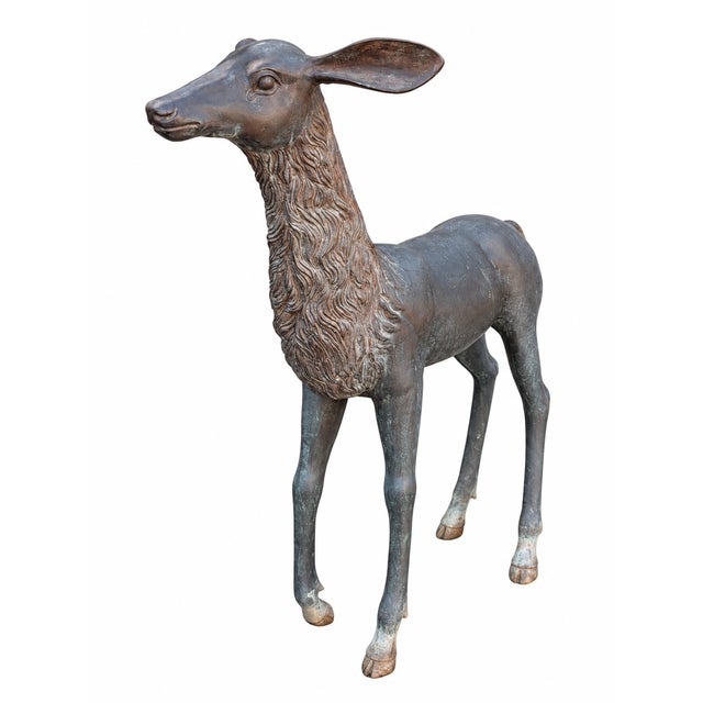 1980s Bronze Stag and Doe Garden Sculptures, Pair For Sale In Los Angeles - Image 6 of 10