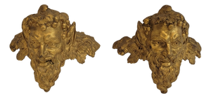 Satyr Masks in Gilt Bronze, 1800s, Set of 2