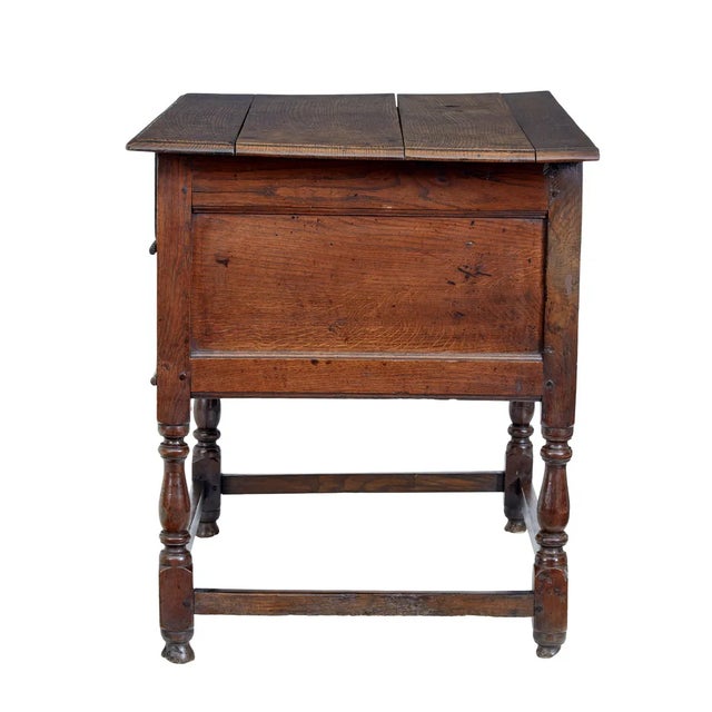 Wood Early 18th Century English 2 Drawer Oak Side Table, 1730s For Sale - Image 7 of 9