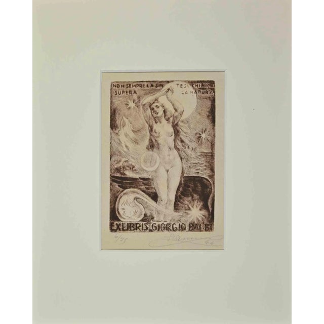 Modern Enrico Vannuccini, Ex Libris Giorgio Balbi, Etching, Mid-20th Century For Sale - Image 3 of 3