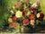 Antique European oil on cardboard, with relief painting,signed. Representing bouquet of flowers 28 1/8 x 32 1/2 in with...