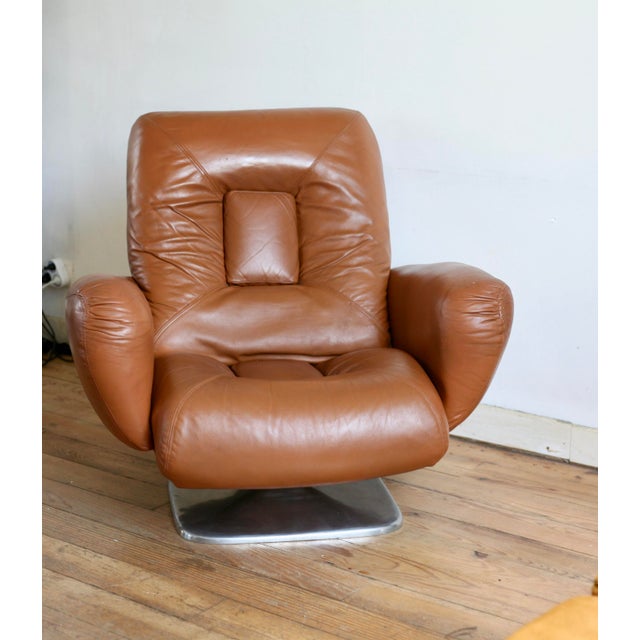1970s Space Age Chair in Leather by Jean Prévost, 1970s For Sale - Image 5 of 15