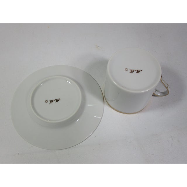 White 1970s Fitz & Floyd White and Gold Cups and Saucers Set- 8 Pieces For Sale - Image 8 of 9