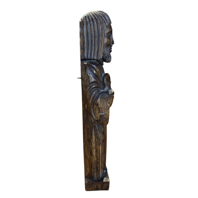 19th Century Hand Carved Antique Saint For Sale - Image 4 of 7