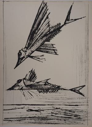 Bernard Buffet, Flying Fish, Etching
