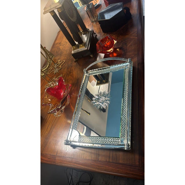 Art Deco French Nickel-Plated Metal Tray With Cut and Etched Mirror Surface For Sale - Image 17 of 18