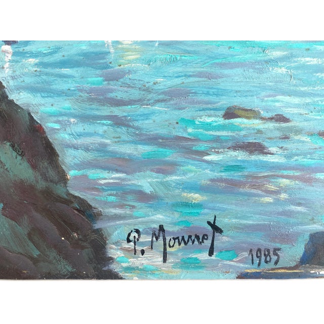 1980s French La Cote Sauvage Seascape Oil Painting 1985 For Sale - Image 5 of 5