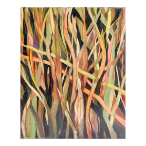 Mid 20th Century Botanical Abstract Tall Waving Grass Painting