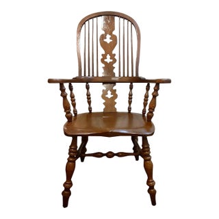 Conant Ball Colonial Revival Windsor Dark Oak Arm Chair For Sale