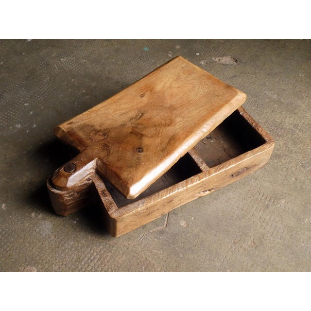 Rustic Elm Work Box, France, 1930s For Sale - Image 3 of 12