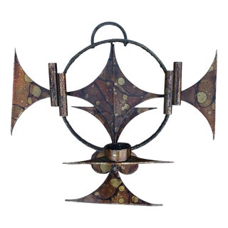 Danish Brutalist Wall Sculpture and Candleholder by Henrik Horst, 1970s For Sale