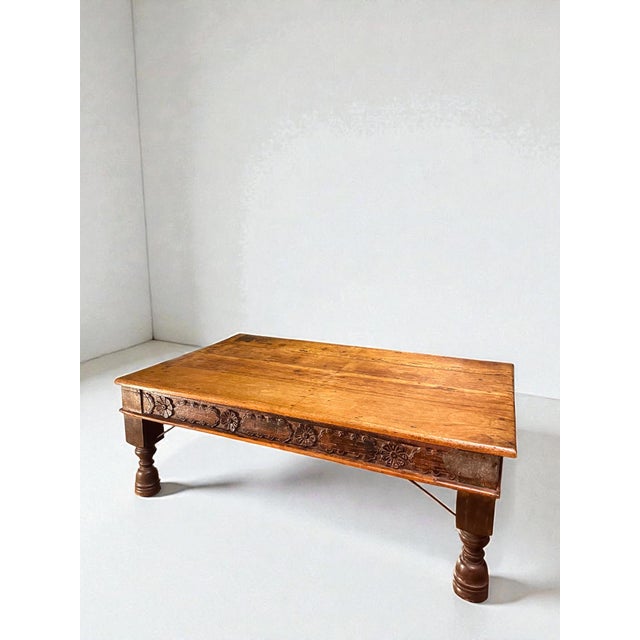 This exceptional 19th-century low table, known as a Chowki, originates from the Rajasthan region of Northern India. Hand-...