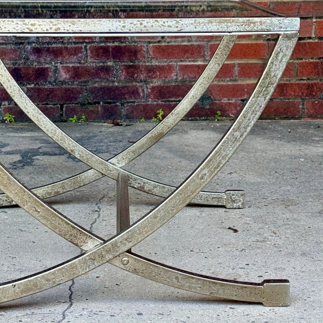 Silver Contemporary Hollywood Regency Silver Leafed Coffee Table - Uttermost Attributed For Sale - Image 8 of 16