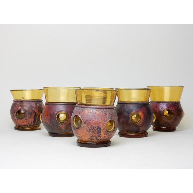1960s Mid-Century Designer Felipe Derflingher Copper Caged Bar Glasses- Set of 6 For Sale - Image 5 of 7