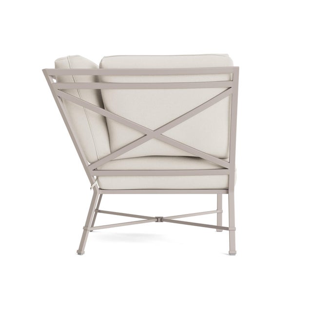 Contemporary Brown Jordan Venetian Corner Sectional, Dove frame with Fusion Natural fabric For Sale - Image 3 of 11