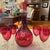 Glass Cranberry Glass Decanter 6 Port Glasses and Shot Glass Stopper For Sale - Image 7 of 14