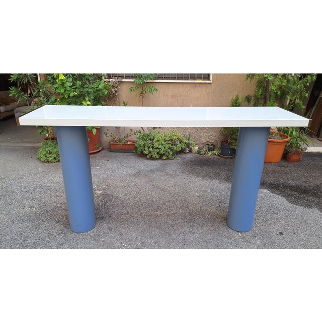 Console in White Lacquer with Cylindrical Plastic Legs by Tresoldi Salvati, 1980s For Sale - Image 9 of 9