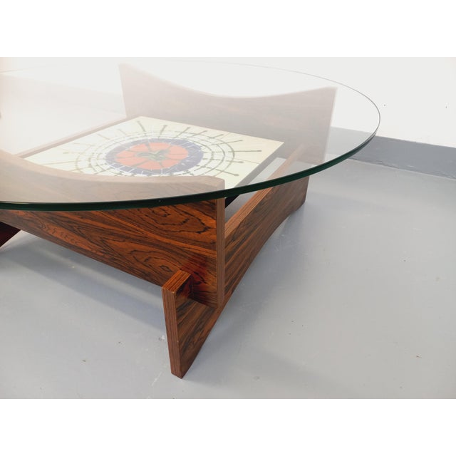 Vintage Round Coffee Table in Rosewood and Ceramic from Vallauris, 1970s For Sale - Image 18 of 18