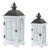 White Wood Lantern with Ornate Frosted Glass (Set of 2) For Sale
