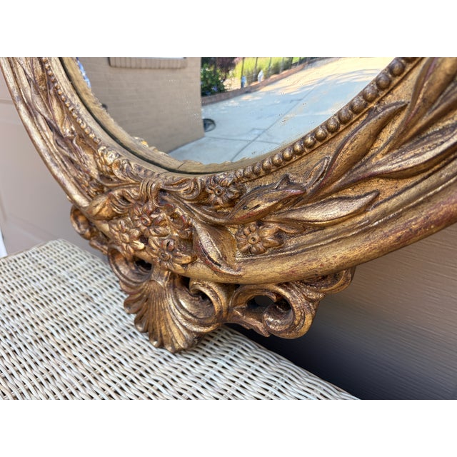 Gold Pair of Monumental Federal Giltwood Eagle Convex Mirrors For Sale - Image 8 of 18