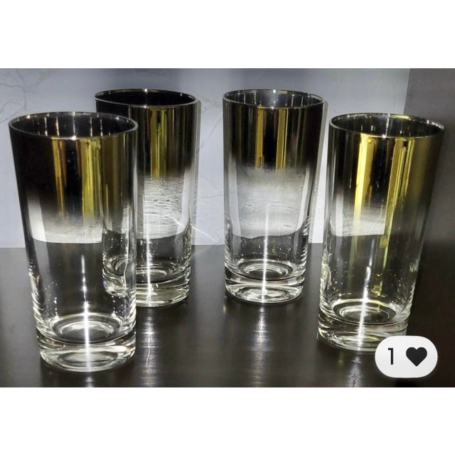 Vintage Mid Century Dorothy Thorpe Style Silver Fade Highball Glasses Barware - Set of 4 For Sale - Image 9 of 9