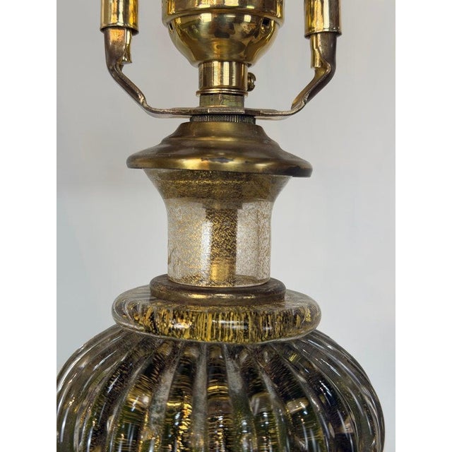 Vintage Murano Glass Table Lamps - Barovier & Toso Style Olive Green - a Pair For Sale - Image 11 of 17