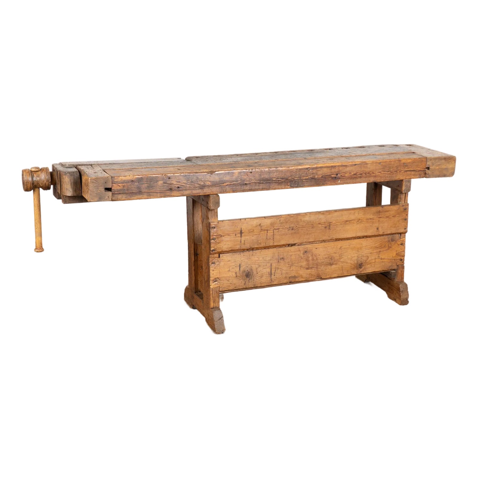 Rustic Narrow Carpenters Workbench Console Table From Denmark | Chairish