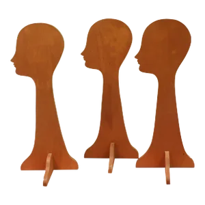 Vintage Handmade Wood Hat Stands - Set of 3