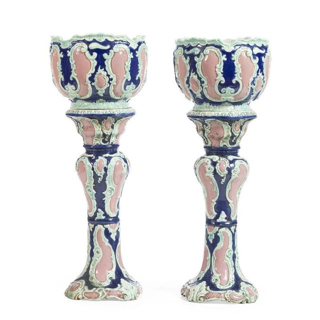 Porcelain Planters with Columns, Set of 2 For Sale - Image 6 of 6