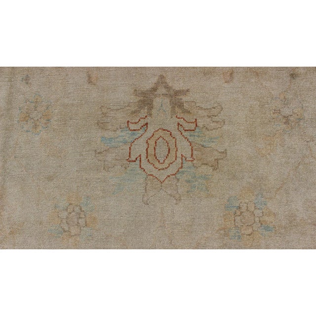 Cream Large Turkish Oushak Rug With Pastel Colors and All-Over Floral Design For Sale - Image 8 of 13