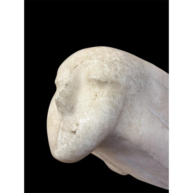 Art Deco 1940s Fine Art Deco Style Carved Marble Stylized Woman Bust Sculpture For Sale - Image 3 of 7
