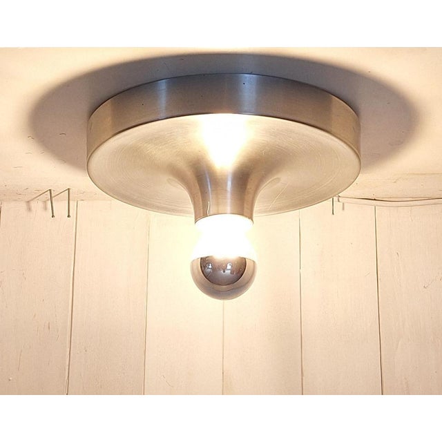 Metal Vintage Minimalist Disc Ceiling Lamp in Aluminum, 1970s For Sale - Image 7 of 7