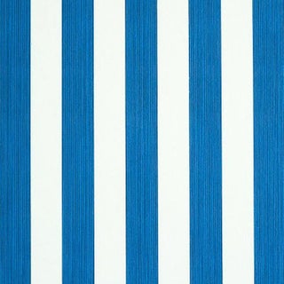 Schumacher Edwin Stripe Medium Wallpaper in Navy For Sale