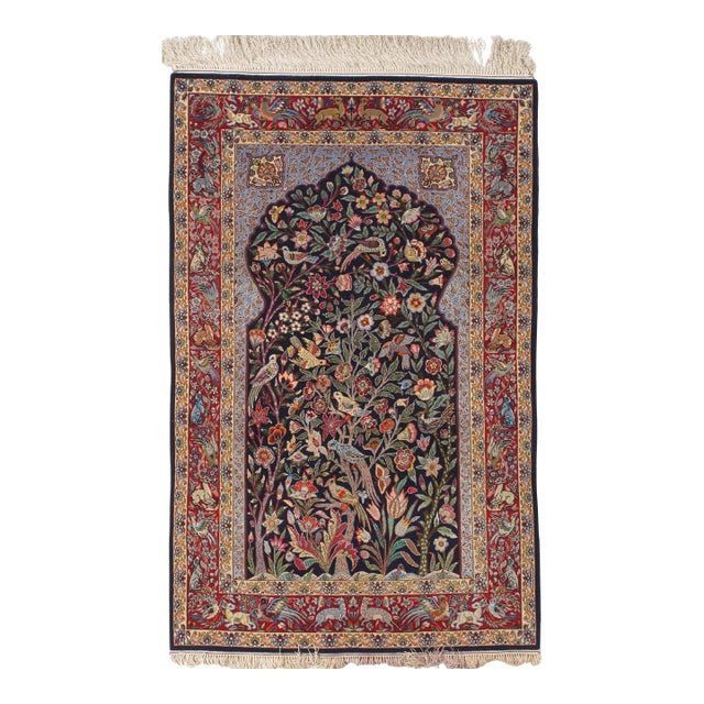 Vintage Hand-Knotted Persian Isfahan Rug 3'6" X 5'7" For Sale