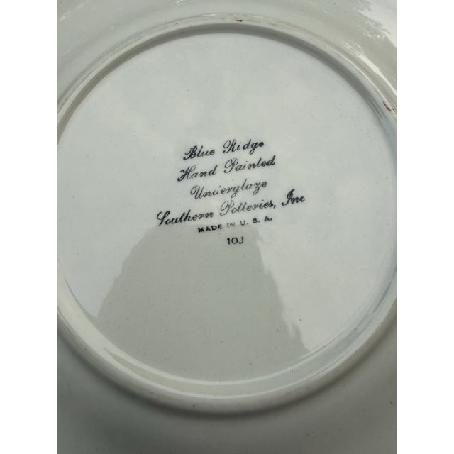 Ceramic Vintage Blue Ridge Southern Potteries Hand-Painted "Crab Apple" Square Salad Plate For Sale - Image 7 of 8
