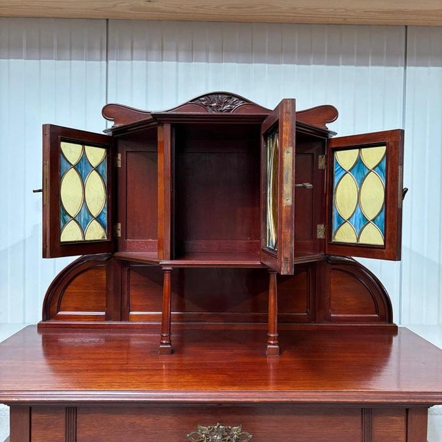Wood Antique Art Nouveau Cabinet in Mahogany, 1920s For Sale - Image 7 of 18