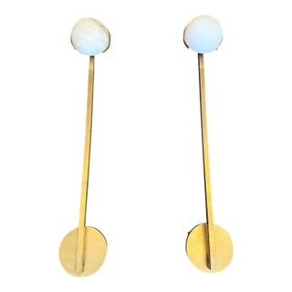 Visual Comfort Pedra Alabaster & Antique Brass 26 Inch Led Wall Sconces - Pair For Sale