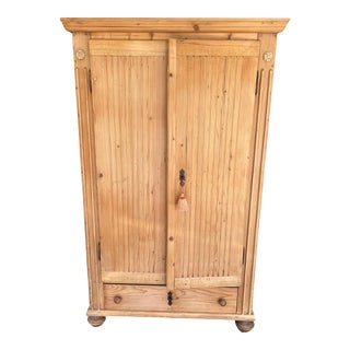 Mid 19th Century Swedish Pine Armoire With Shelves & 1-Drawer For Sale