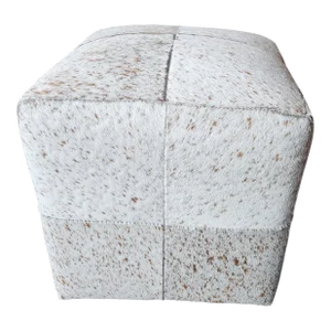 Vintage Natural Cowhide With Hair Poof or Ottoman