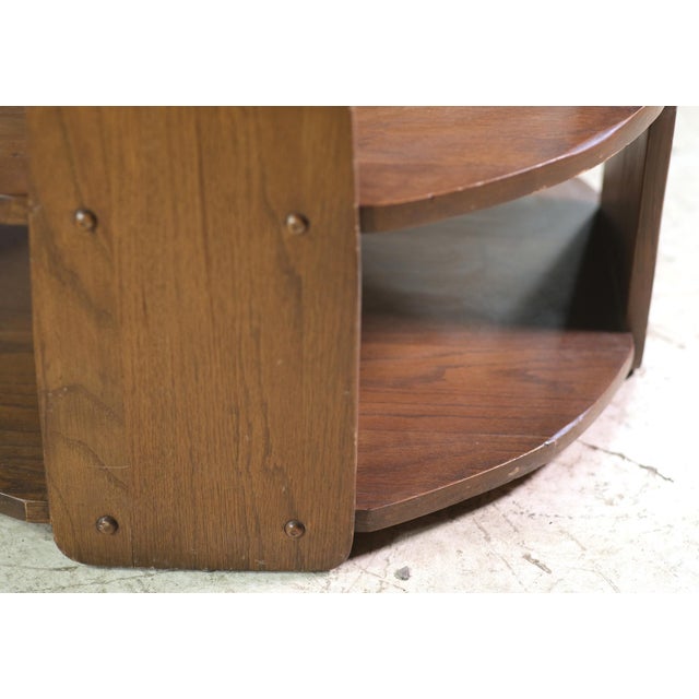 Mid 20th Century Vintage Art Deco 25.5 In. Round Oak Side Table For Sale - Image 5 of 5