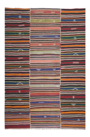Vintage Handwoven Oversize Striped Turkish Kilim Rug